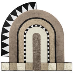 Crest II Track, handgetufteter Wandteppich aus Wolle mit grafischem Muster