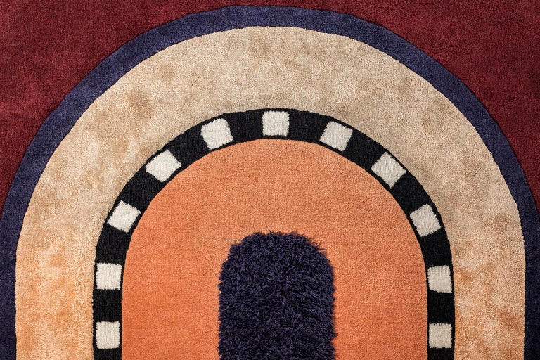 Modern Crest II Track by MONIOMI, Hand-Tufted Wool Multicolored Graphic Rug For Sale