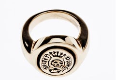 Crest Ring Signet Skull 14k Gold Memento Mori Style J Dauphin