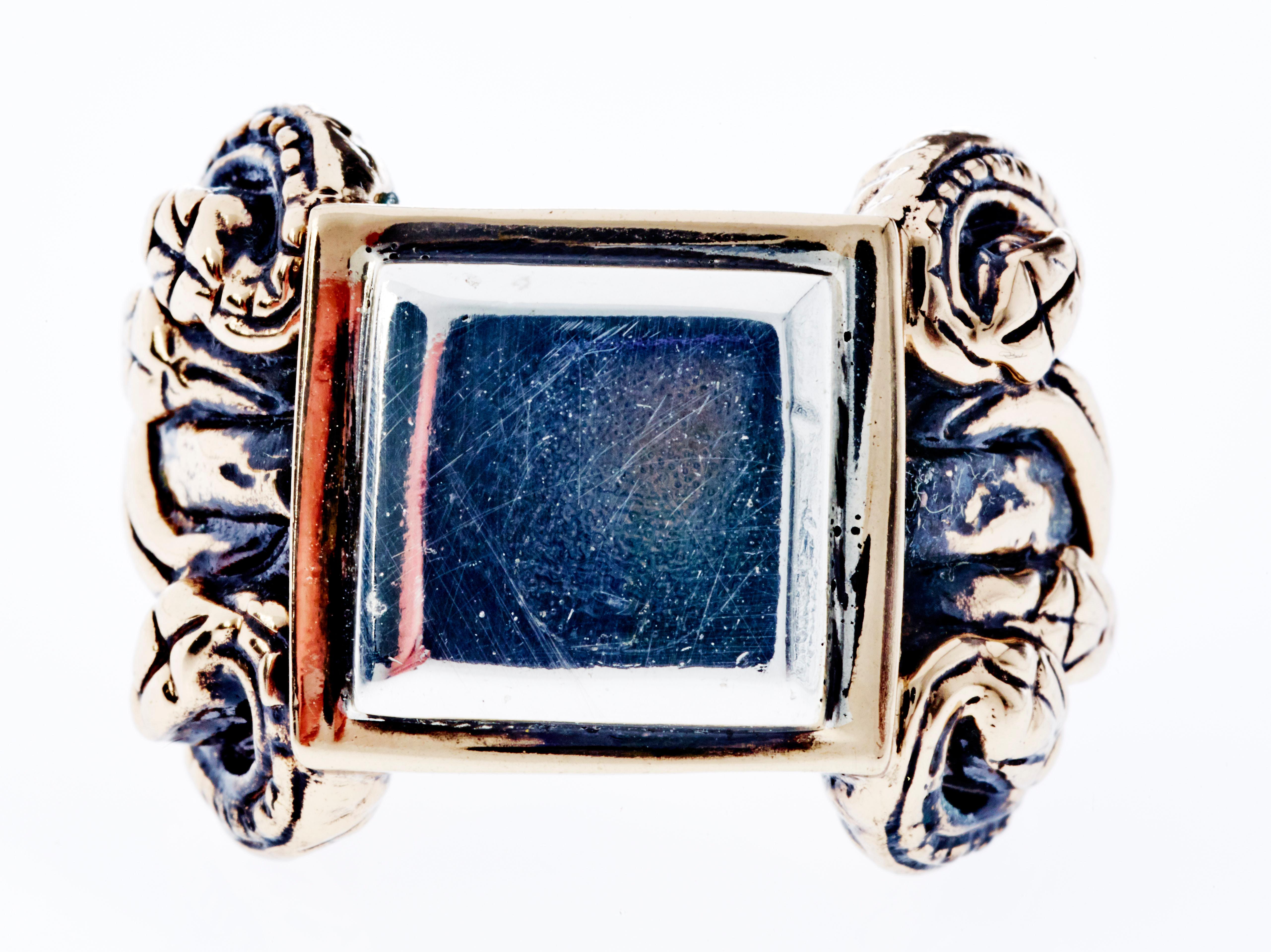 Crest-Ring im viktorianischen Stil Silber Gold Vermeil Schlangen Unisex J Dauphin (Viktorianisch) im Angebot