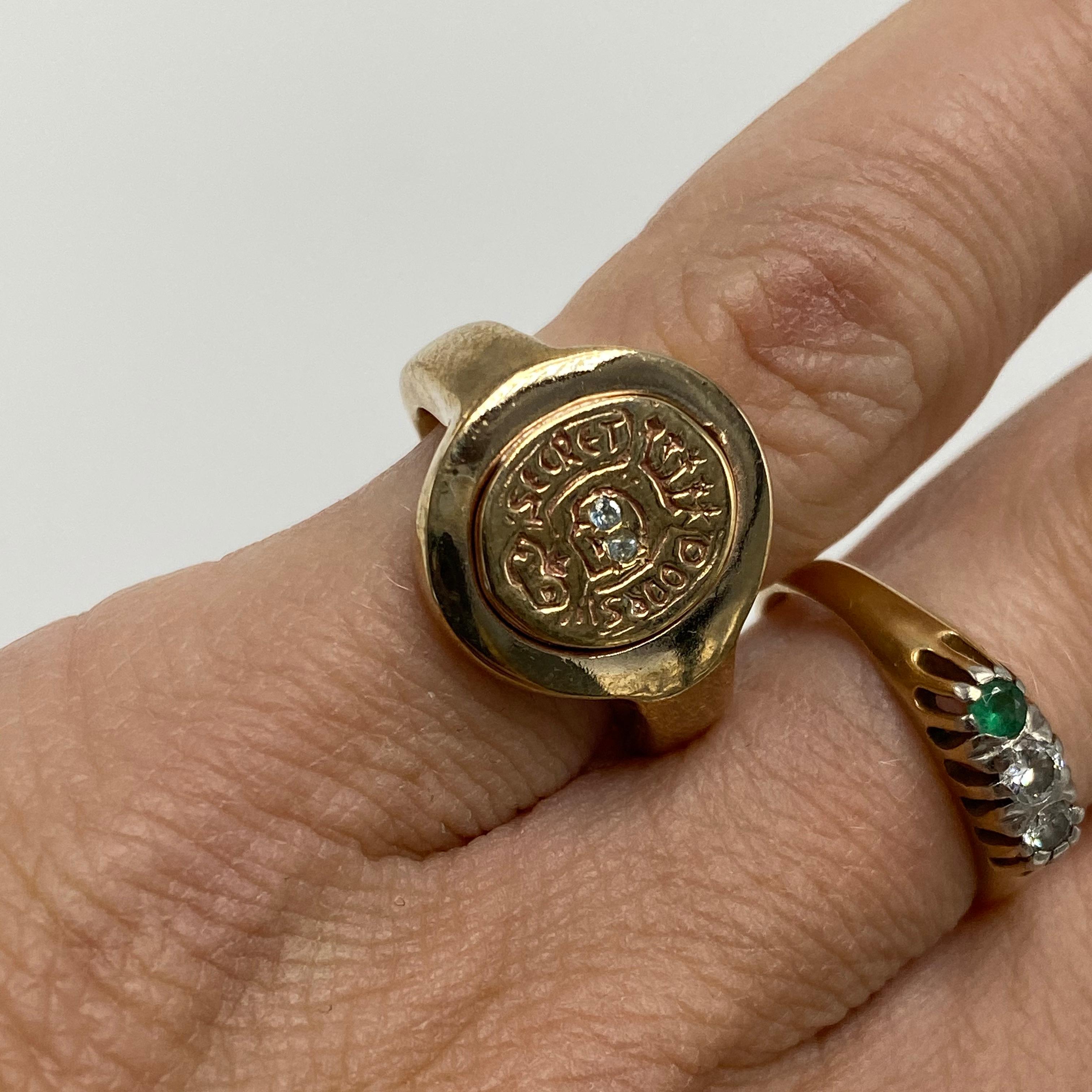 Crest Wappen Siegel Aquamarin Memento Mori Stil Schädel Ring Bronze J Dauphin (Zeitgenössisch) im Angebot