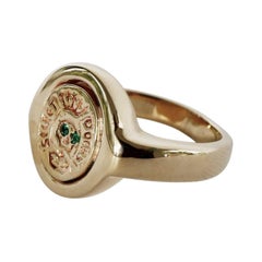 Crest Signet Emerald Memento Mori Style Skull Ring Gold J Dauphin