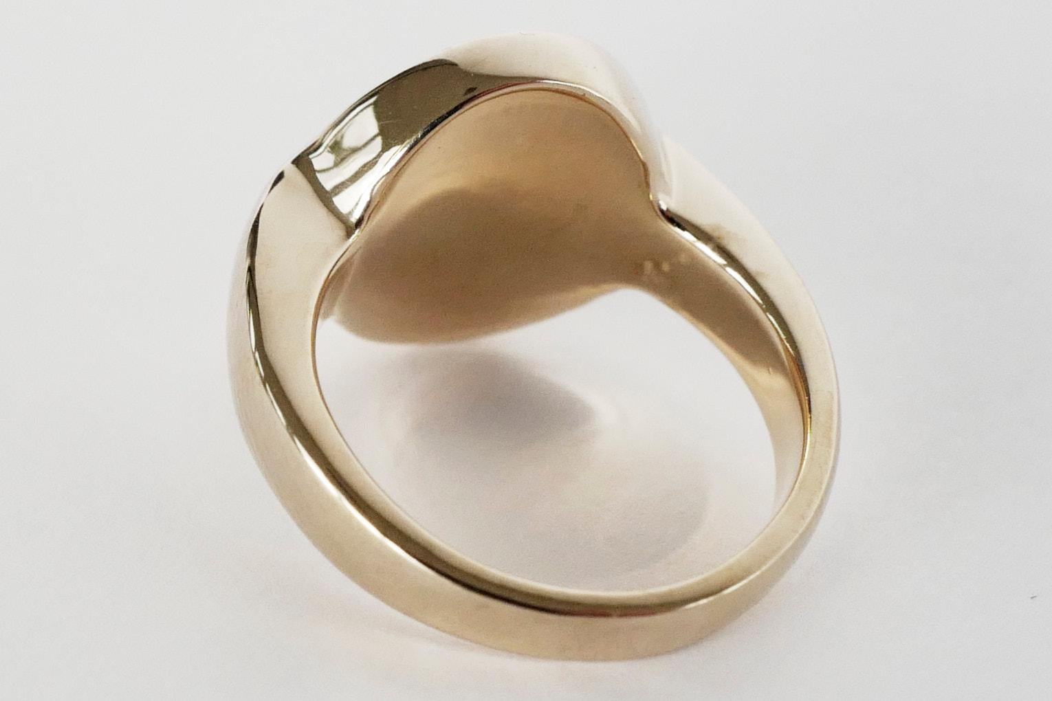 Women's or Men's Crest Signet Ring Emerald Memento Mori Style Skull Gold Vermeil J Dauphin For Sale