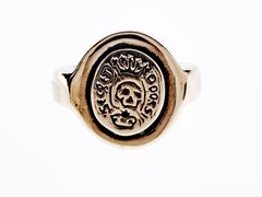 Crest Signet Ring Mens Skull Victorian Memento Mori Style