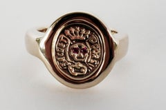 Crest Signet Ring Ruby Skull Victorian Style J Dauphin