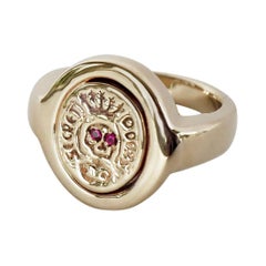 Crest Wappenring Rubin Schädel viktorianischen Stil Cocktail Ring J Dauphin