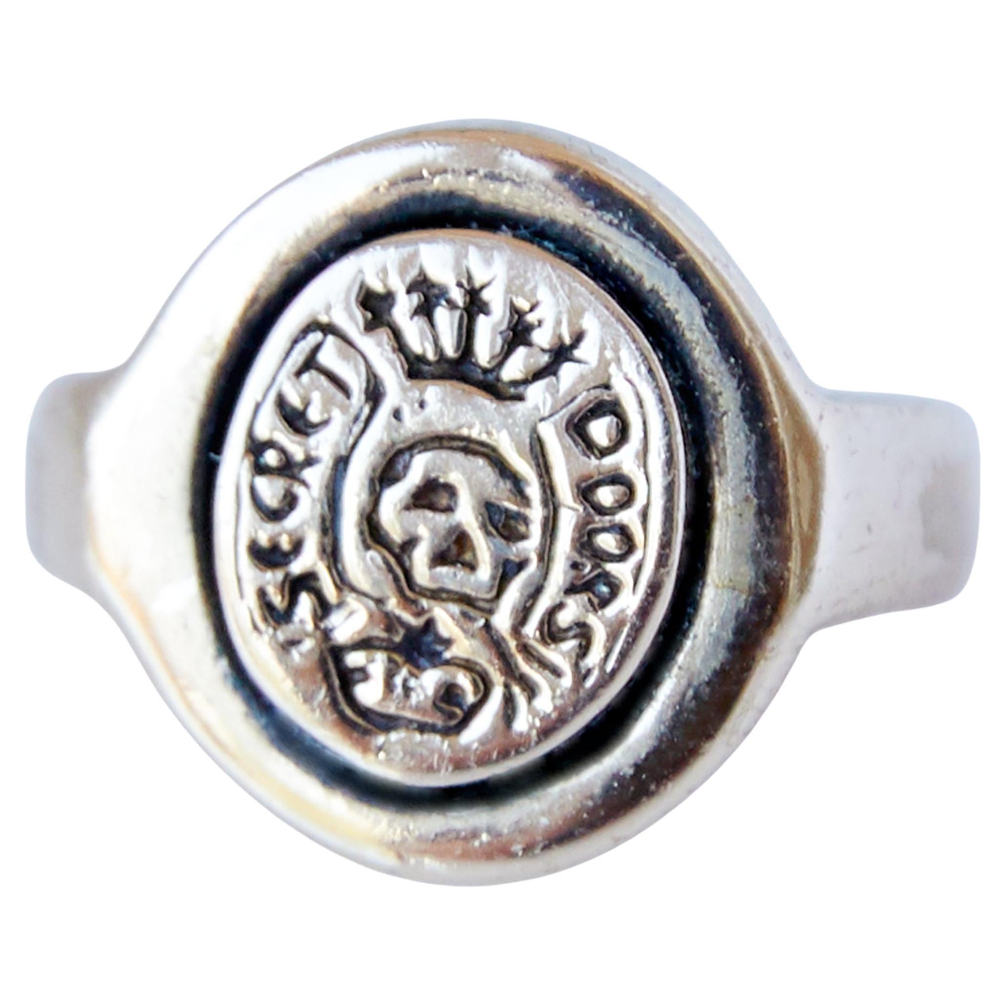Escudo Anillo de sello Calavera Estilo Memento Mori