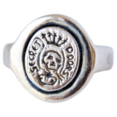 Crest Signet Ring Skull Memento Mori Style