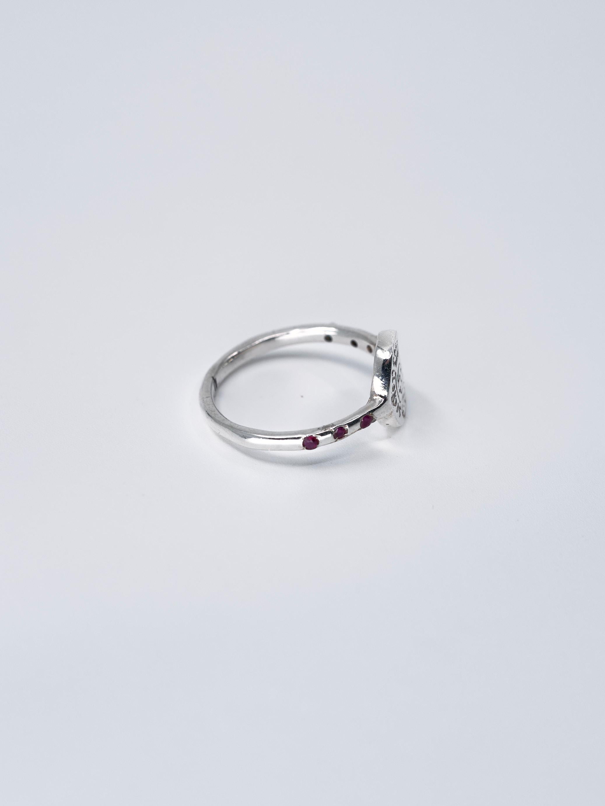 Skull Crest Ring - Signet Stelring Silver With Em… - image 14