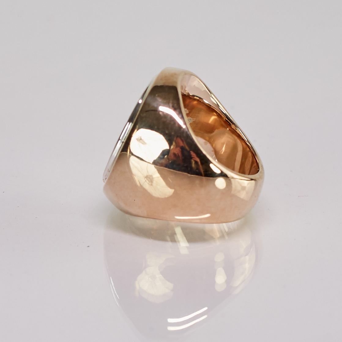 Renaissance Crest Signet Ring Sterling Silver Bronze Ruby Unisex J Dauphin For Sale