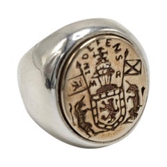 Anillo de sello con escudo Plata de ley Bronce Unisex J DAUPHIN