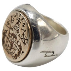 Crest Signet Ring Sterling Silver Bronze Unisex J Dauphin