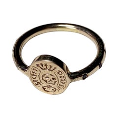 Anello Crest Signet Skull in stile vittoriano Unisex