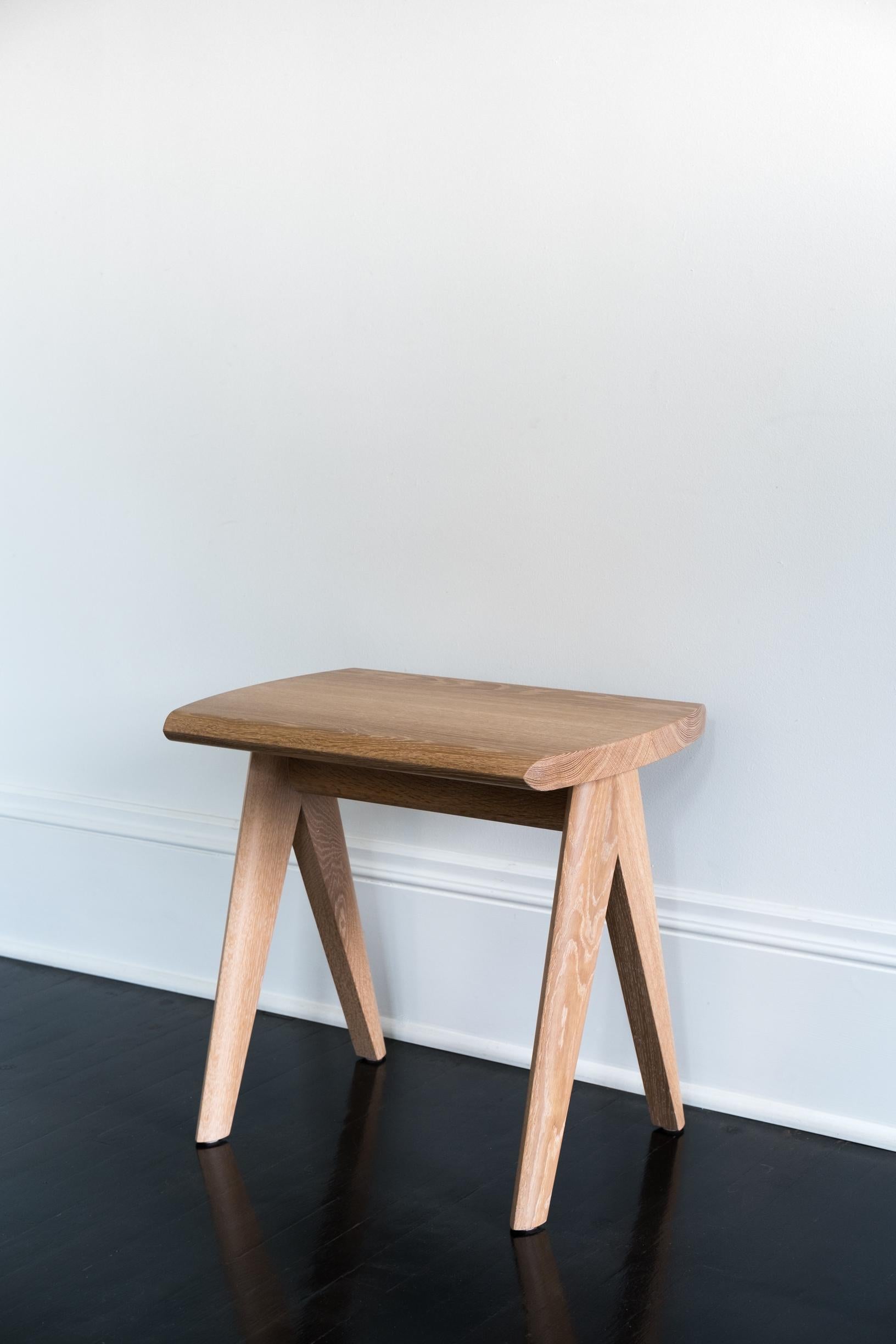 Modern Crest Stool by Tretiak Works, Contemporary Handmade Solid Wood Stool Walnut For Sale