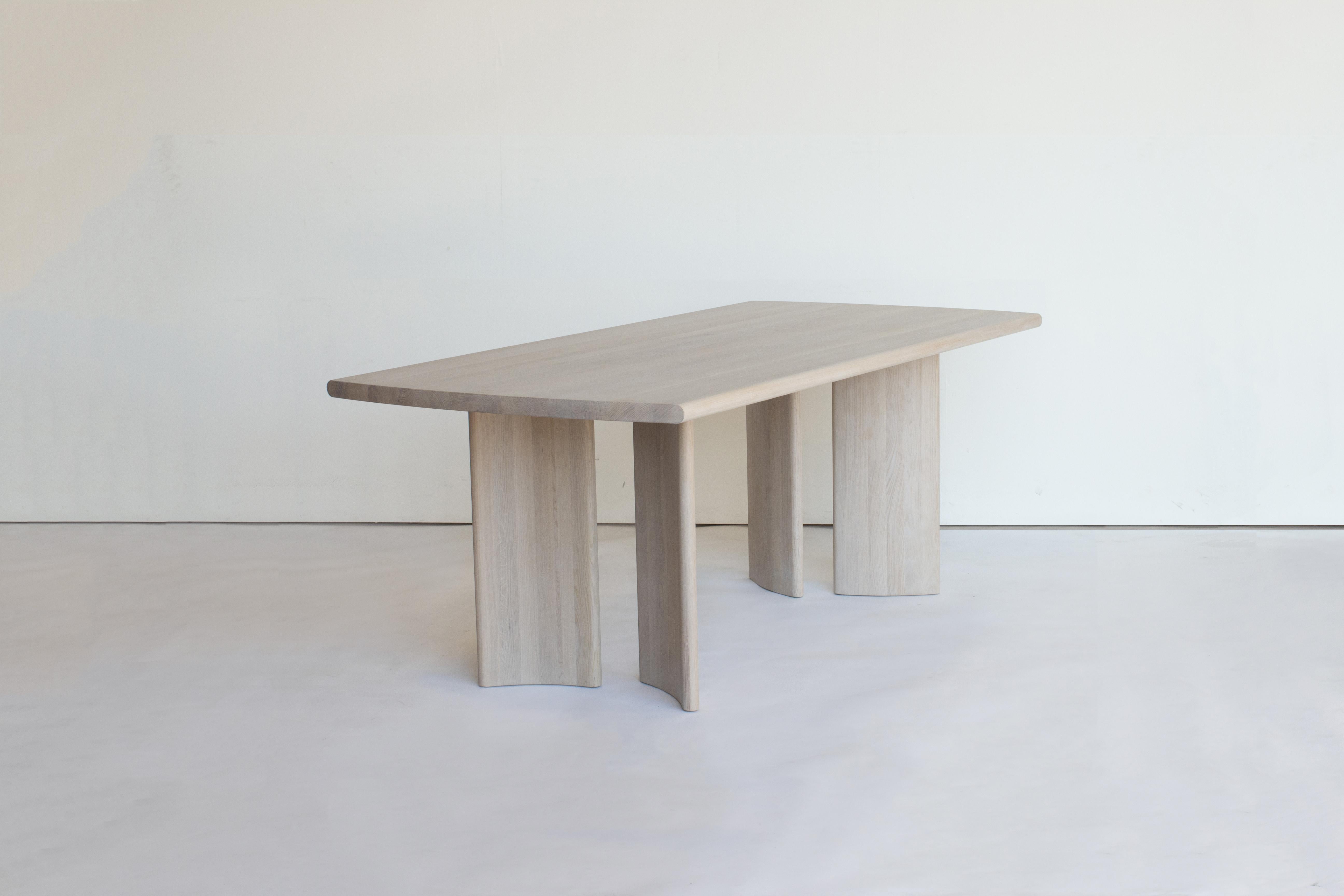 Sun at six is a Brooklyn design studio. The crest table is our statement, large dining table. Legs detached for shipping.

• Solid white oak
• Tung oil finish
• Detachable legs
• Custom sizing available
    