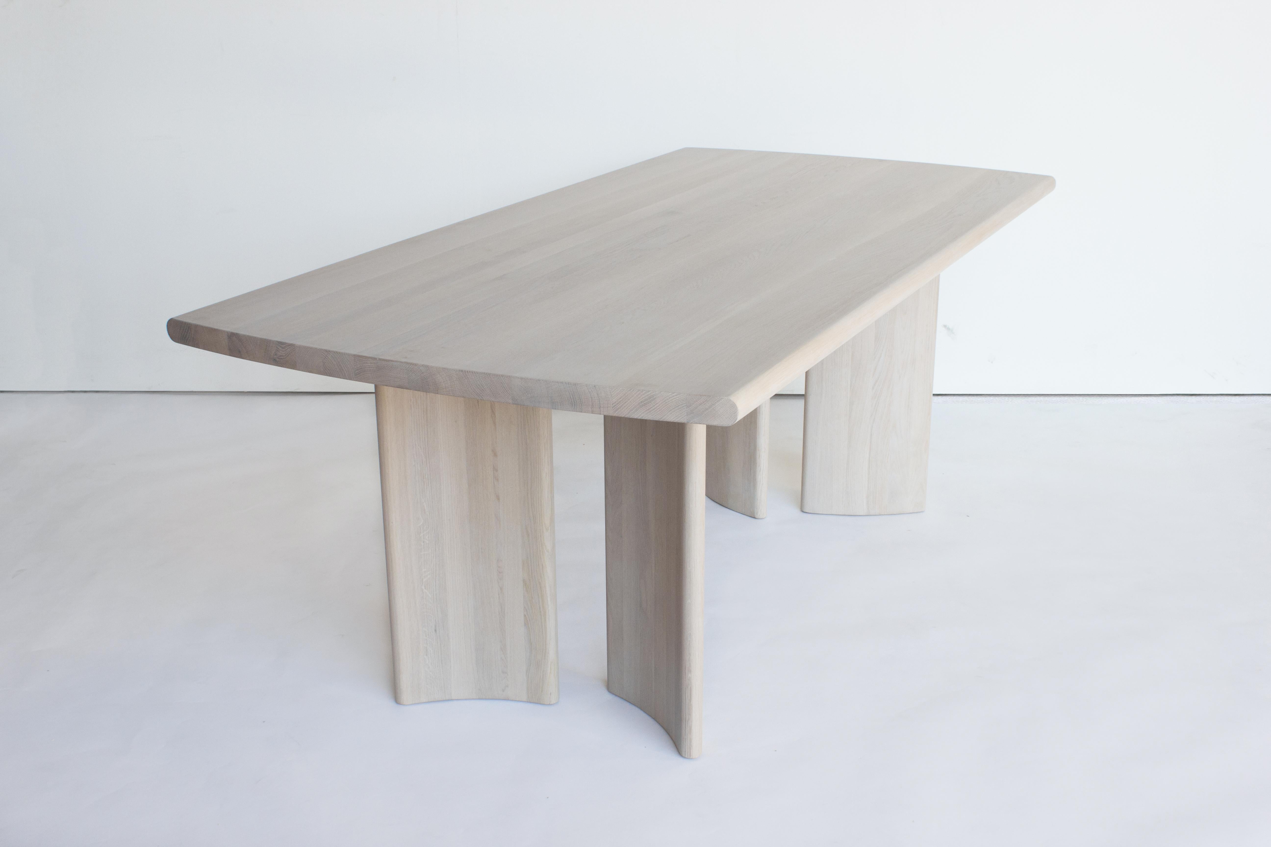 Contemporary Crest Table by Sun at Six, Nude, Minimalist Dining Table in Wood