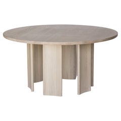 Crest Table Round in Nude, Minimalist Dining Table in Wood