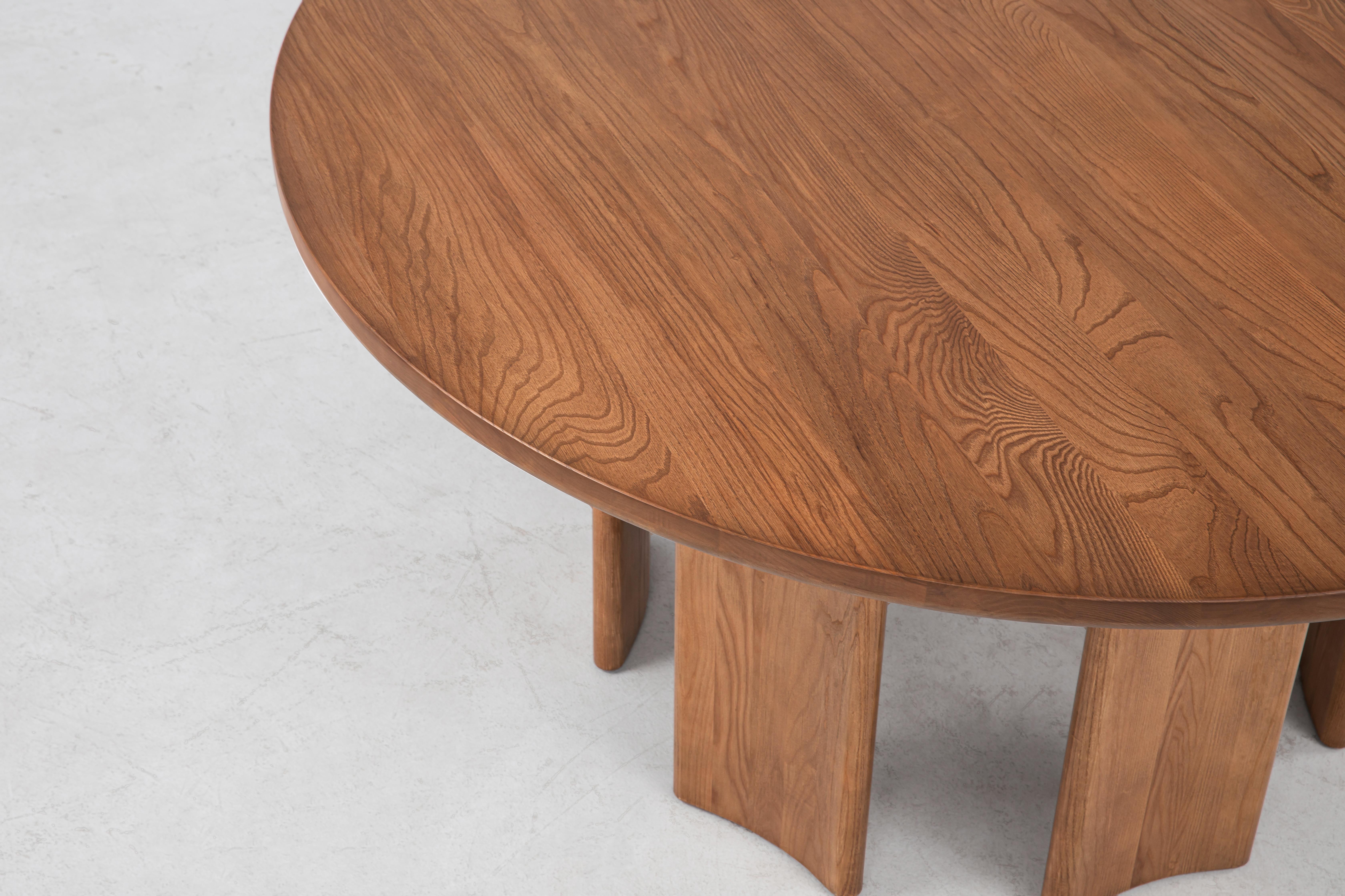 Joinery Crest Table Round in Sienna, Minimalist Dining Table in Wood For Sale