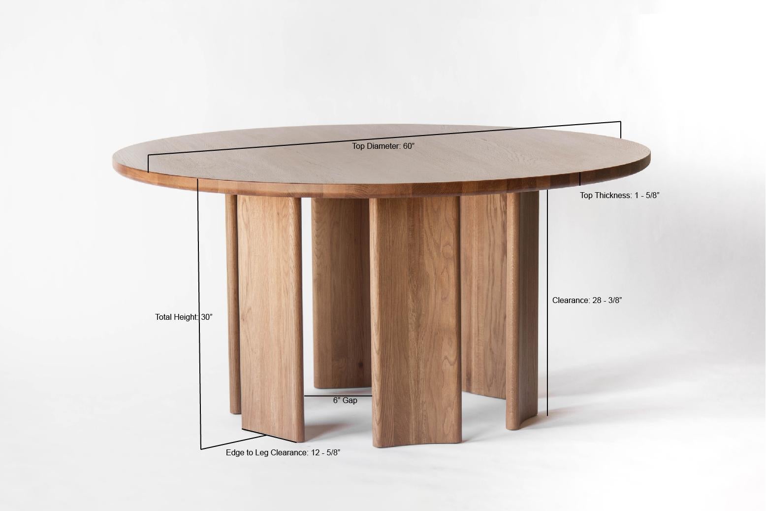 Contemporary Crest Table Round in Sienna, Minimalist Dining Table in Wood For Sale