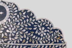 Crested Mother of Pearl Mirror in Indigo Blue