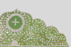 Crested Mother of Pearl Mirror in Lime-Chartreuse Green