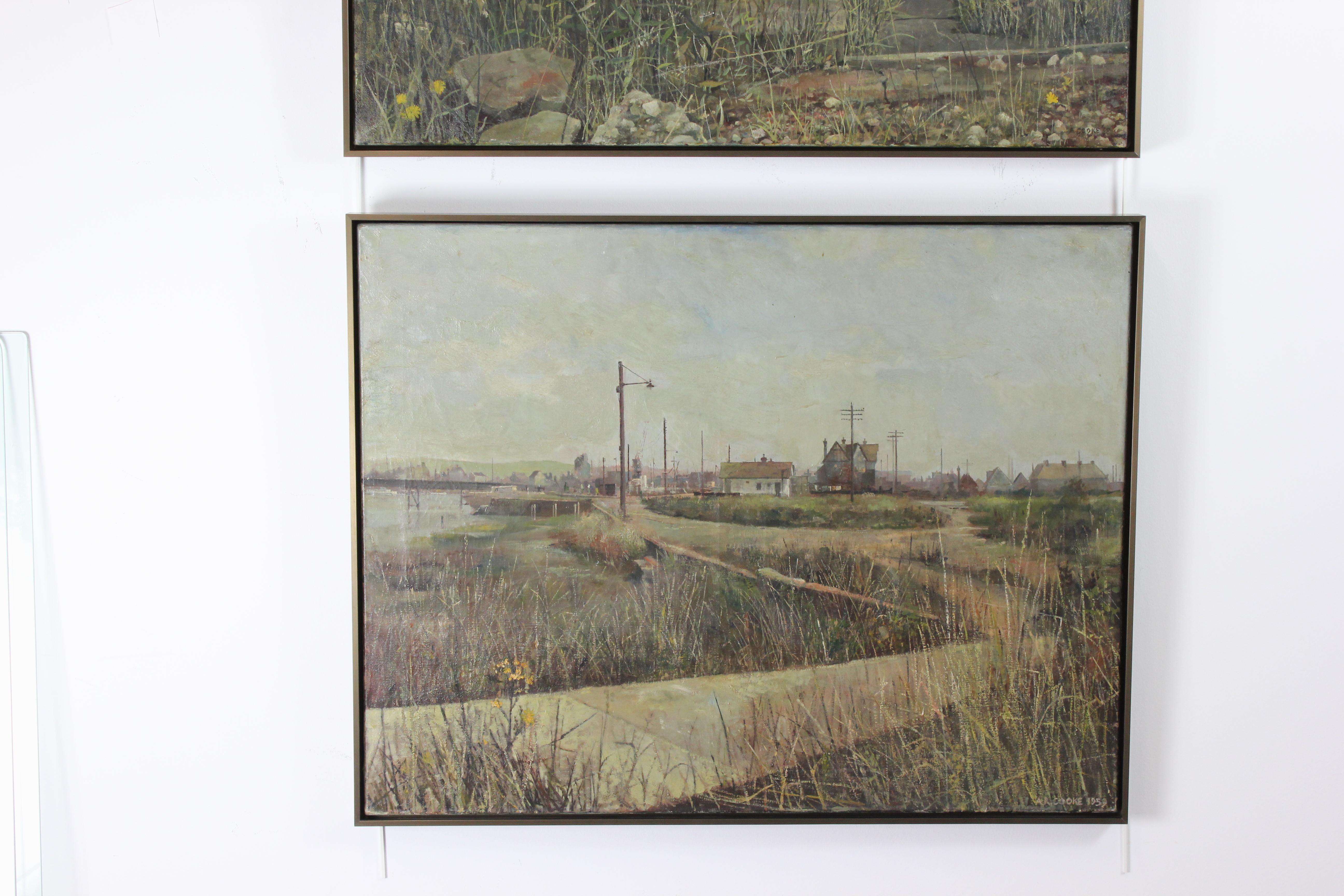 Australian Creswick Landscape Pair (Australia) - Oil on canvas - Anthony R. Cooke 1958 For Sale
