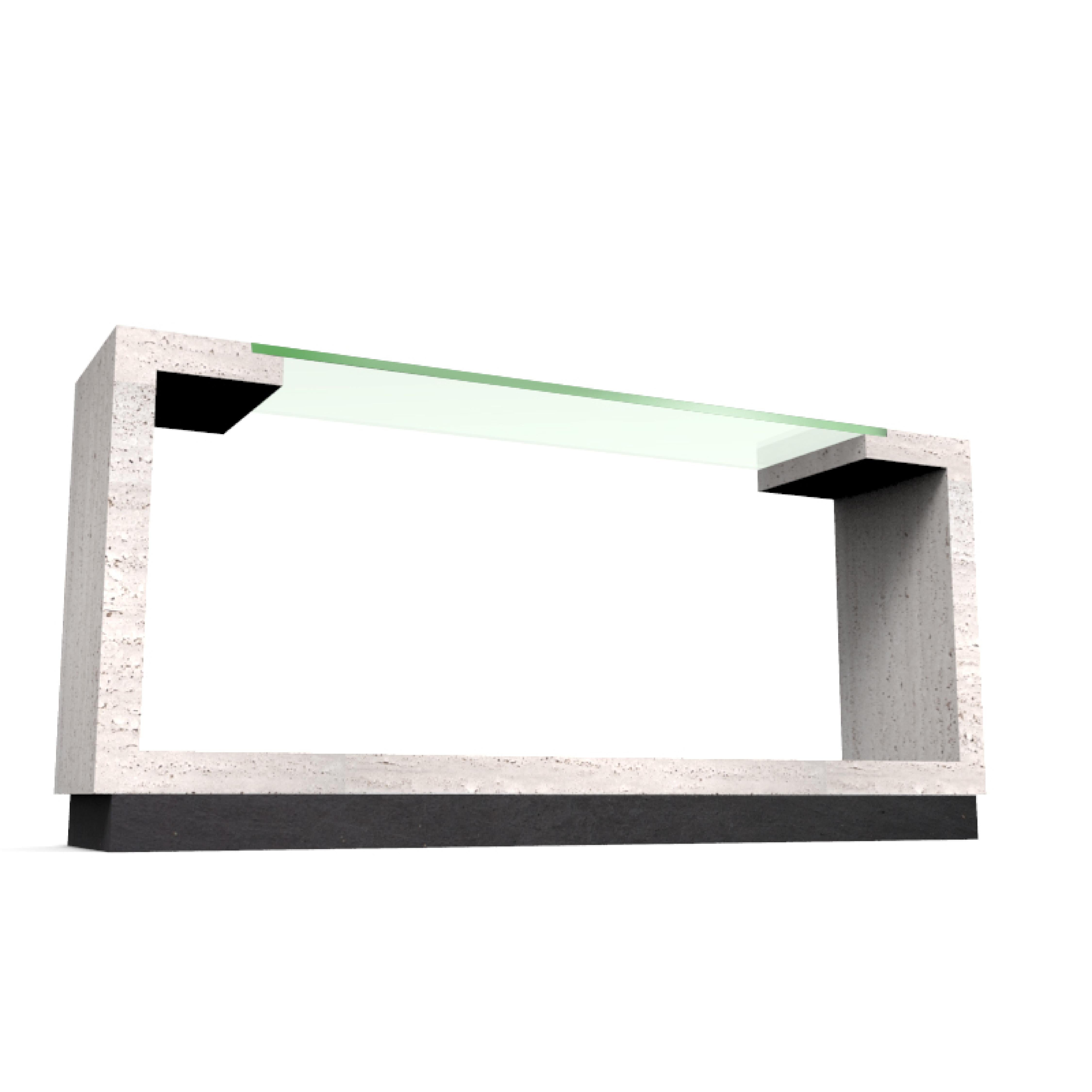 Creta Marble Design Console Table Italian Travertine Marble Contemporary Design
The Creta console is an elegant embodiment of architectural precision and material contrast, where refined geometry meets the natural beauty of stone. Its design is