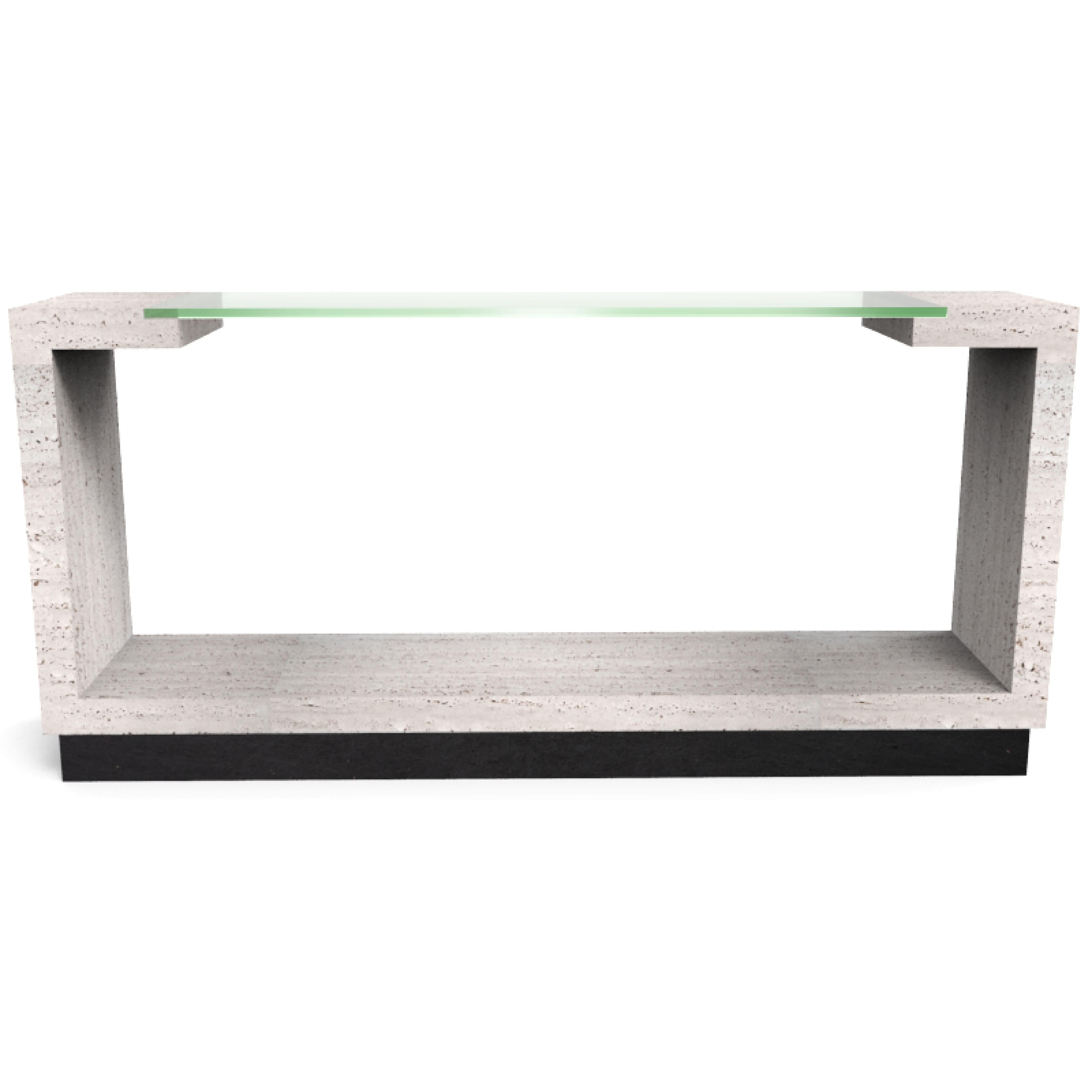 Modern Creta Marble Design Console Table Italian Travertine Marble Contemporary Design For Sale