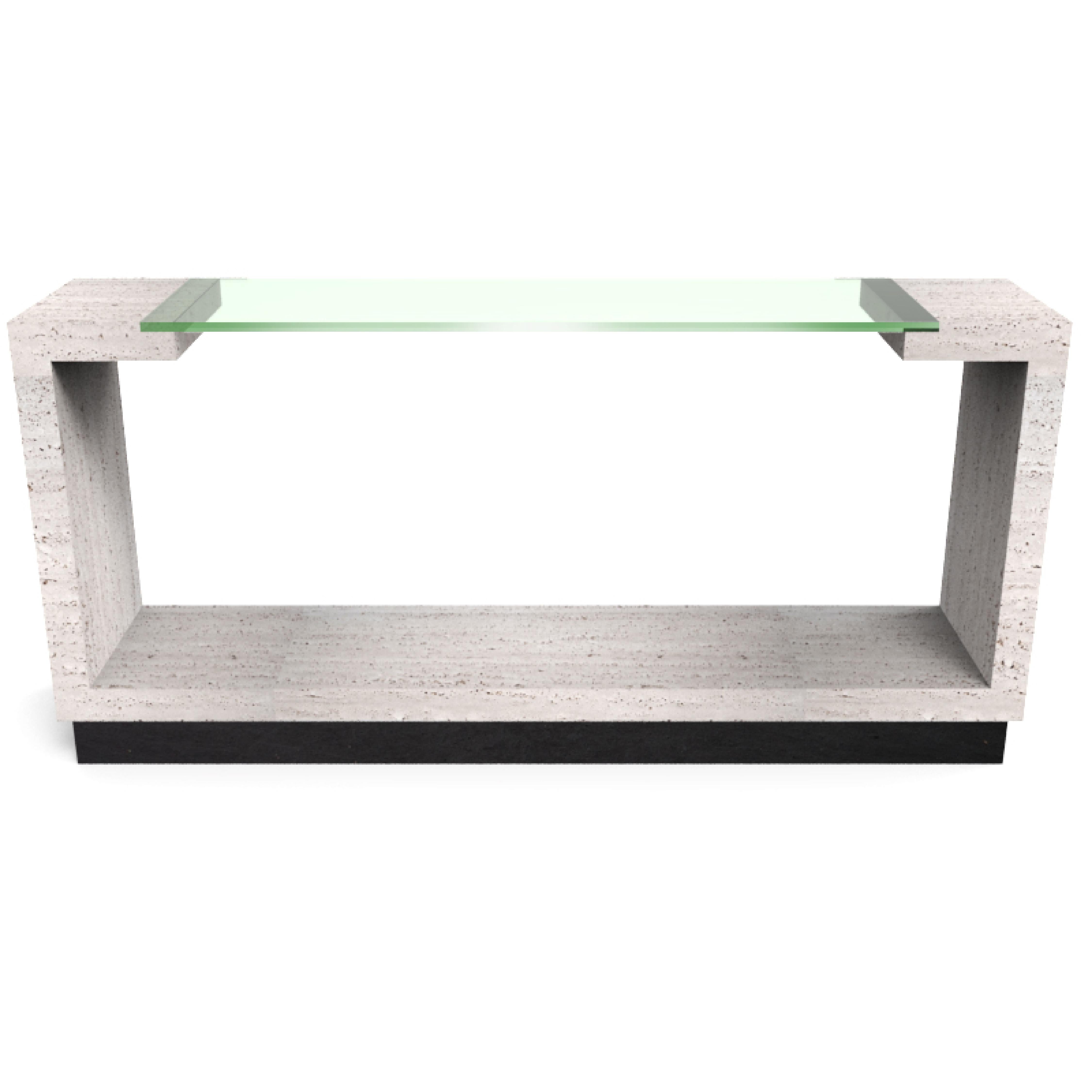 Spanish Creta Marble Design Console Table Italian Travertine Marble Contemporary Design For Sale