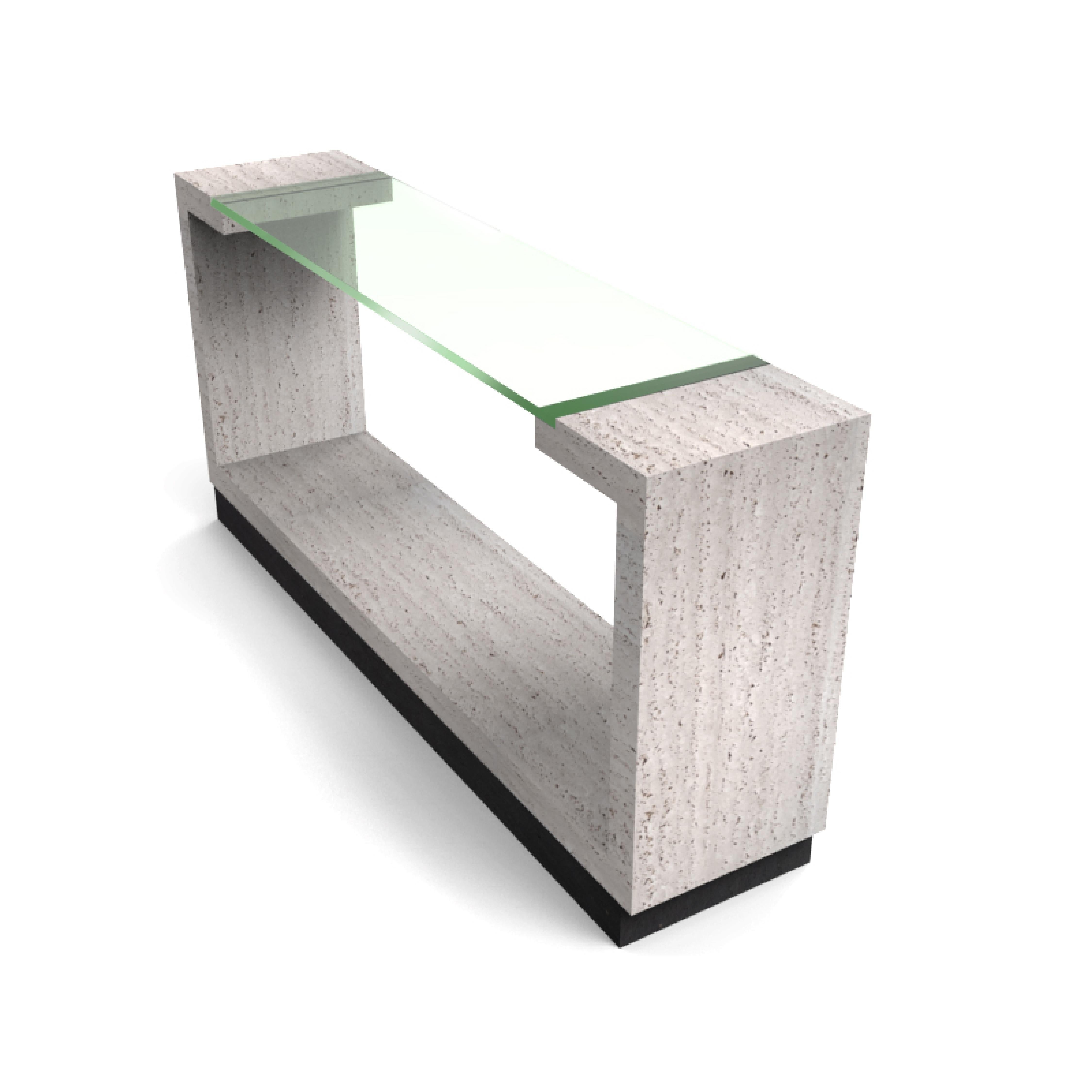 Creta Marble Design Console Table Italian Travertine Marble Contemporary Design In New Condition For Sale In VALVERDE DEL MAJANO, CL