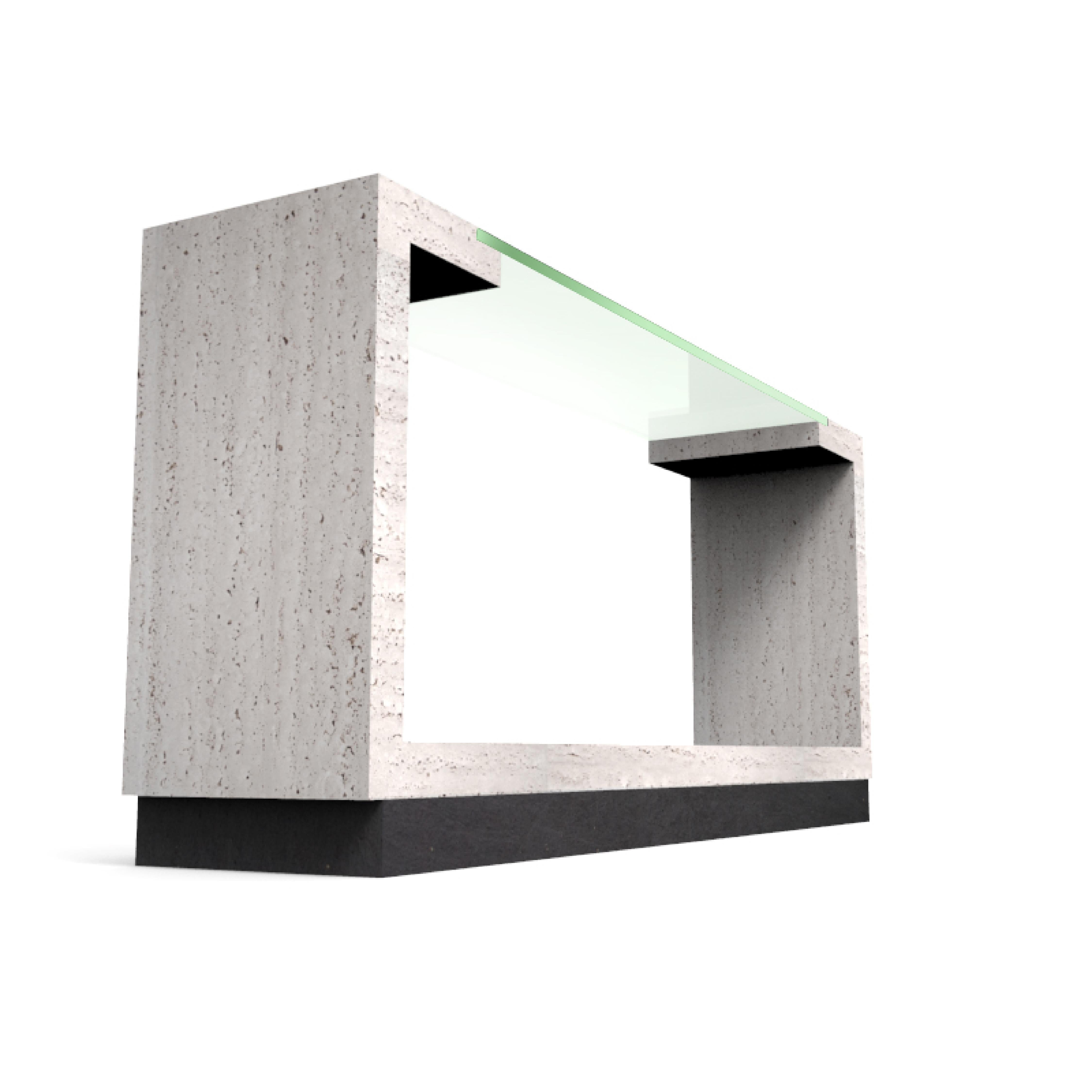 Crystal Creta Marble Design Console Table Italian Travertine Marble Contemporary Design For Sale