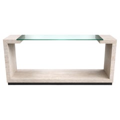 Creta Travertine Marble Console Table Italian Marble Contemporary Modern Design