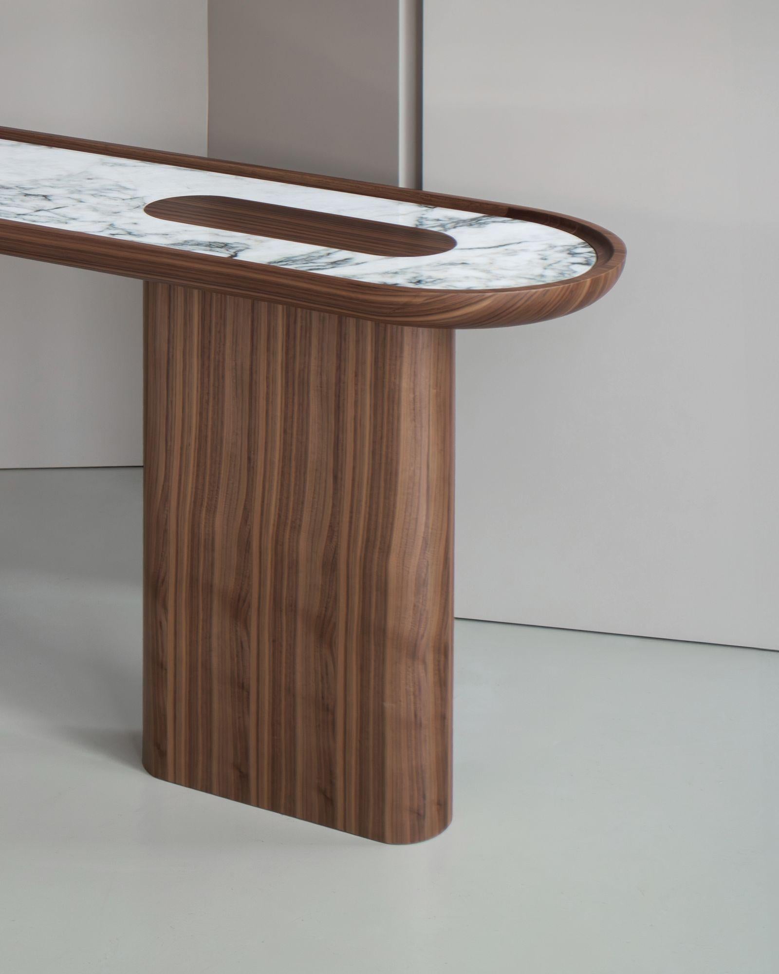 Mid-Century moderno Console CRETA in noce e marmo in vendita