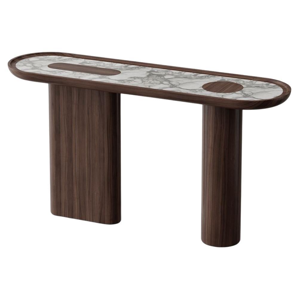 CRETA WALNUT wood and marble console