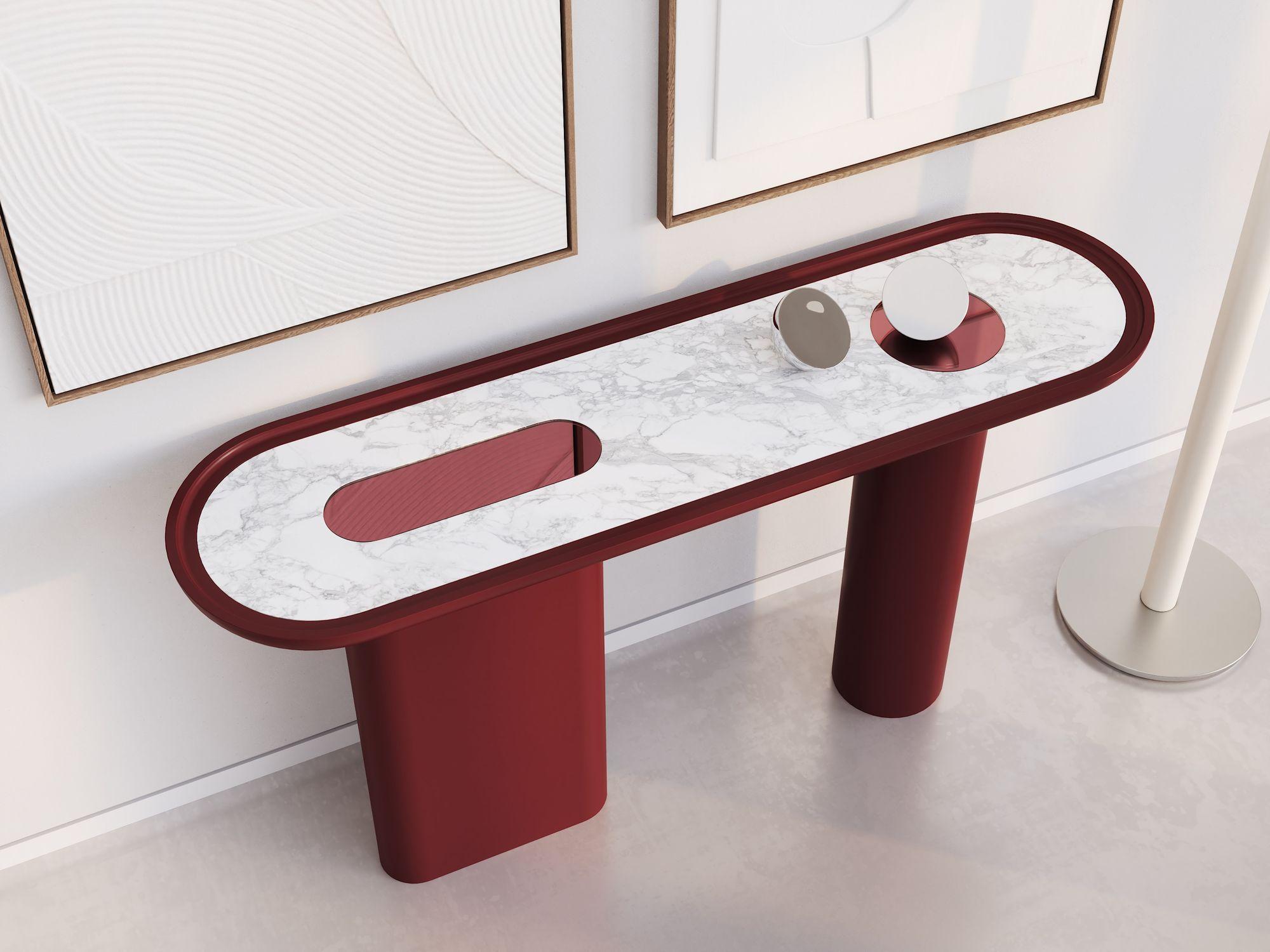 Italian Creta Wine Red Lacquered For Sale