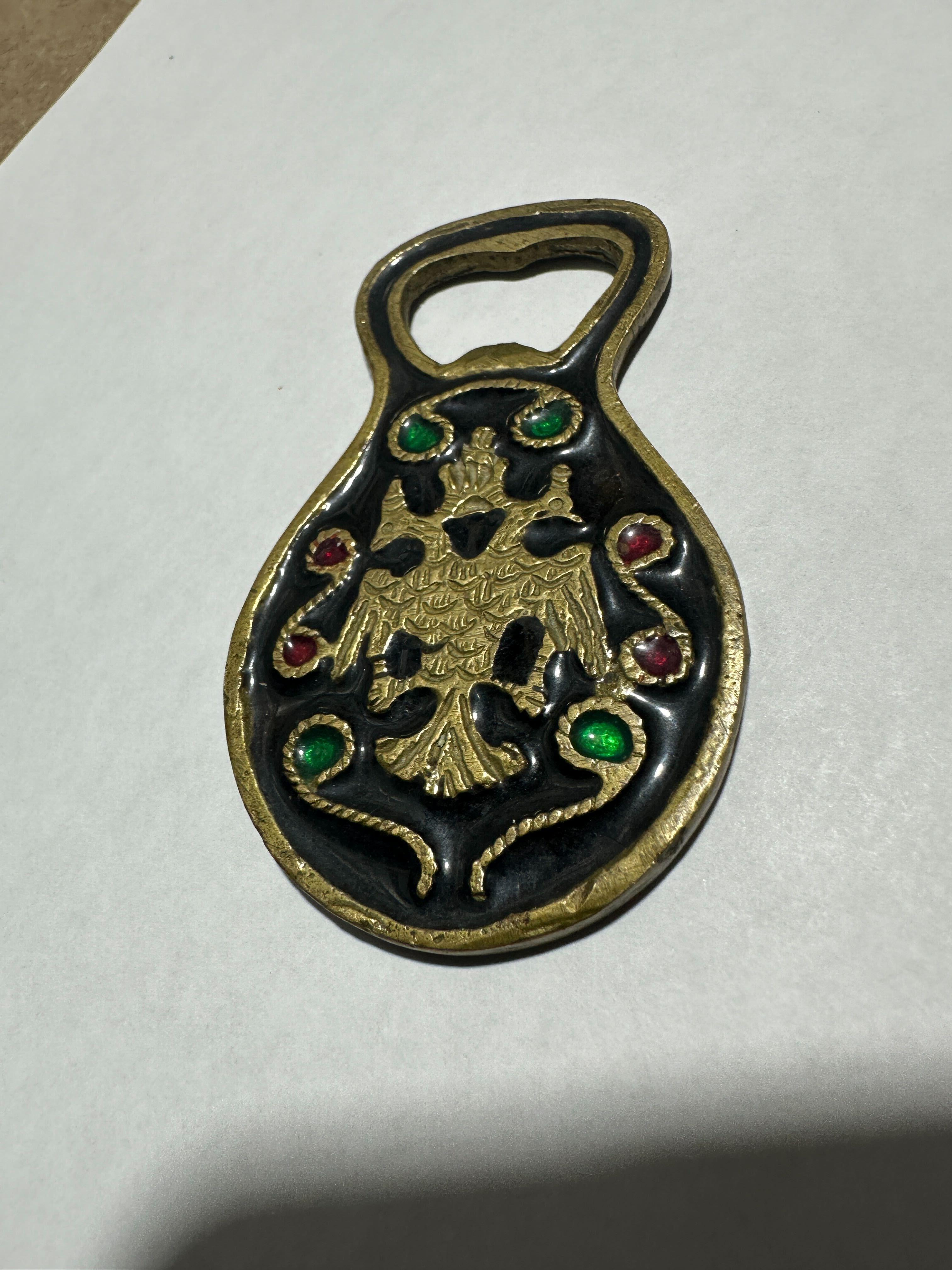Crete (KPHTH) Brass and Enamel Bottle Opener In Fair Condition For Sale In Alpha, NJ