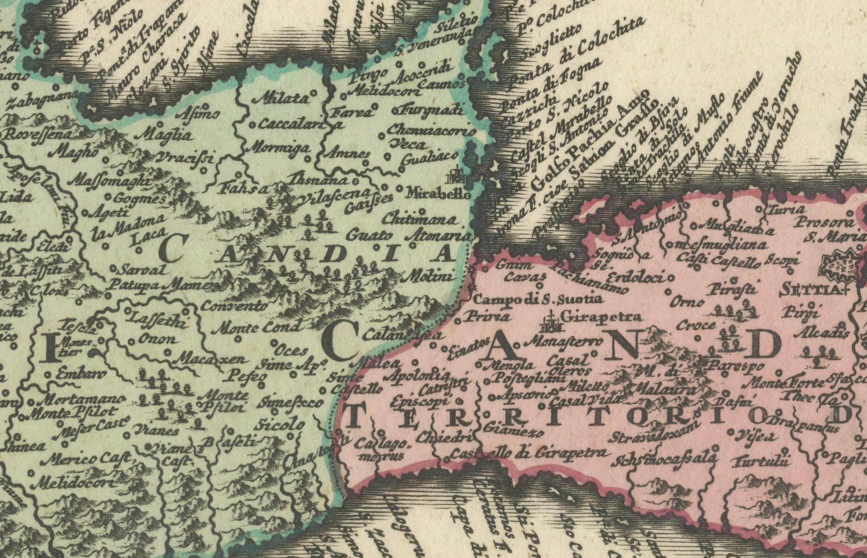 Crete Map 1749 – Homann Heirs Engraving of Candia with Aegean Islands

This fine 1749 map titled 'Insula Creta hodie Candia' presents an 18th-century cartographic portrait of the island of Crete, then known as Candia, published by the esteemed