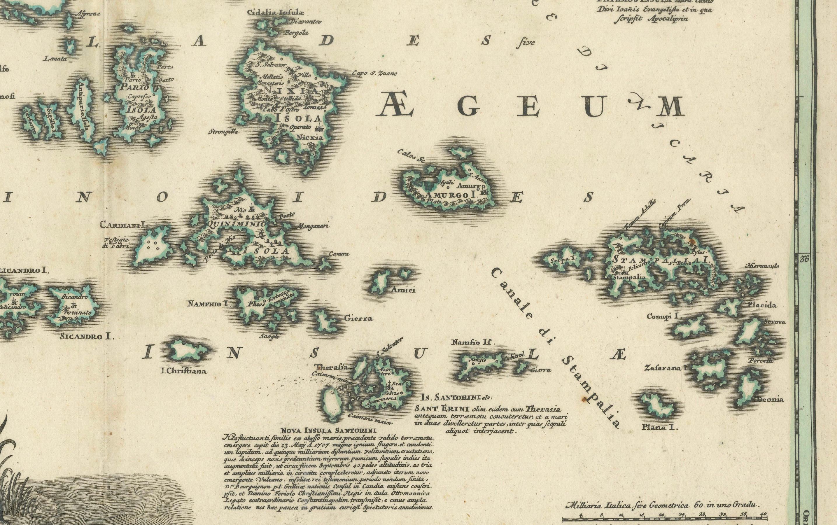 Paper Crete Map 1749 – Homann Heirs Engraving of Candia with Aegean Islands For Sale