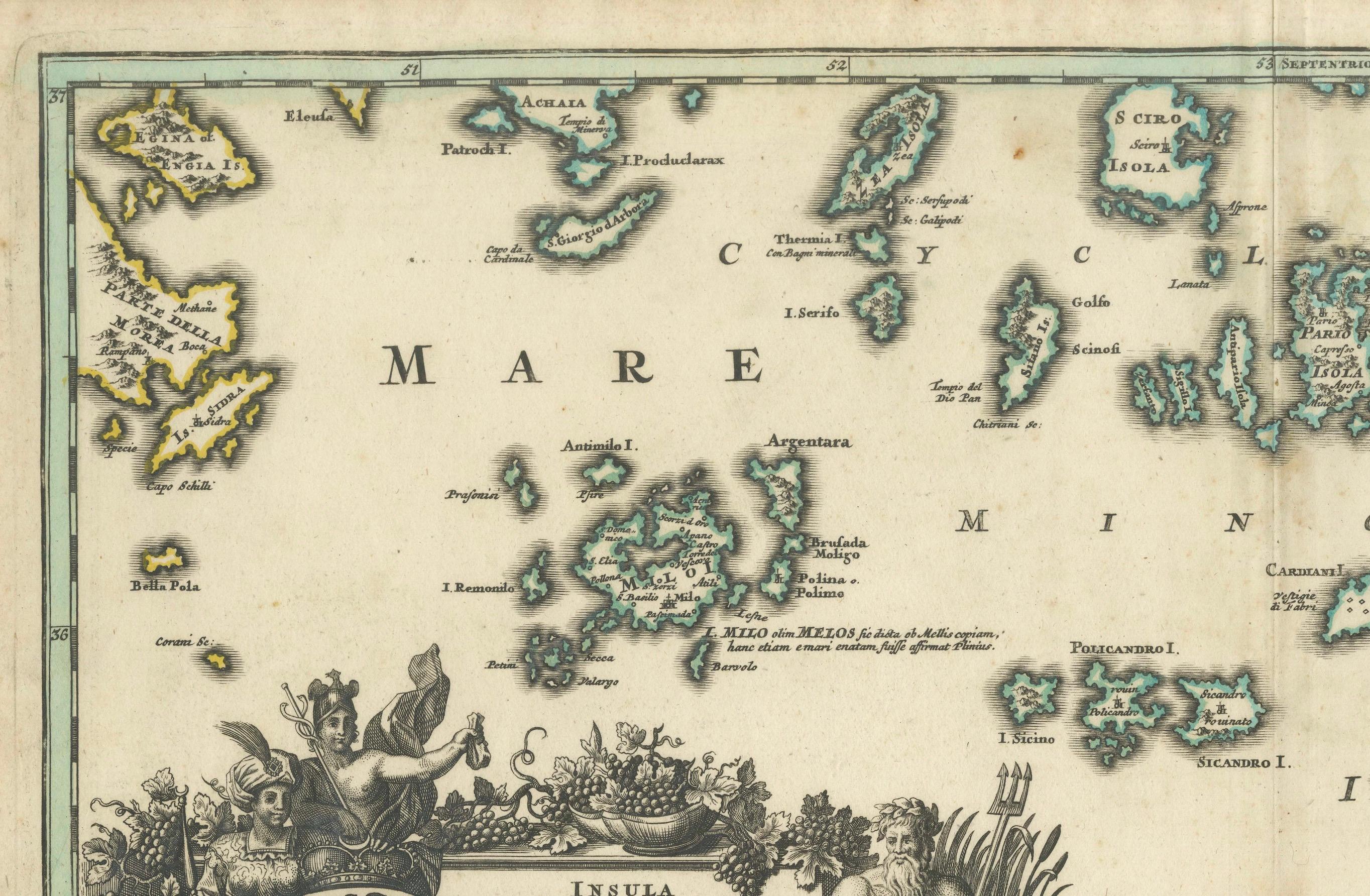 Crete Map 1749 – Homann Heirs Engraving of Candia with Aegean Islands For Sale 1