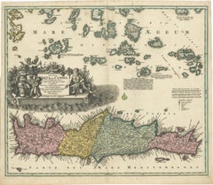 Crete Map 1749 – Homann Heirs Engraving of Candia with Aegean Islands