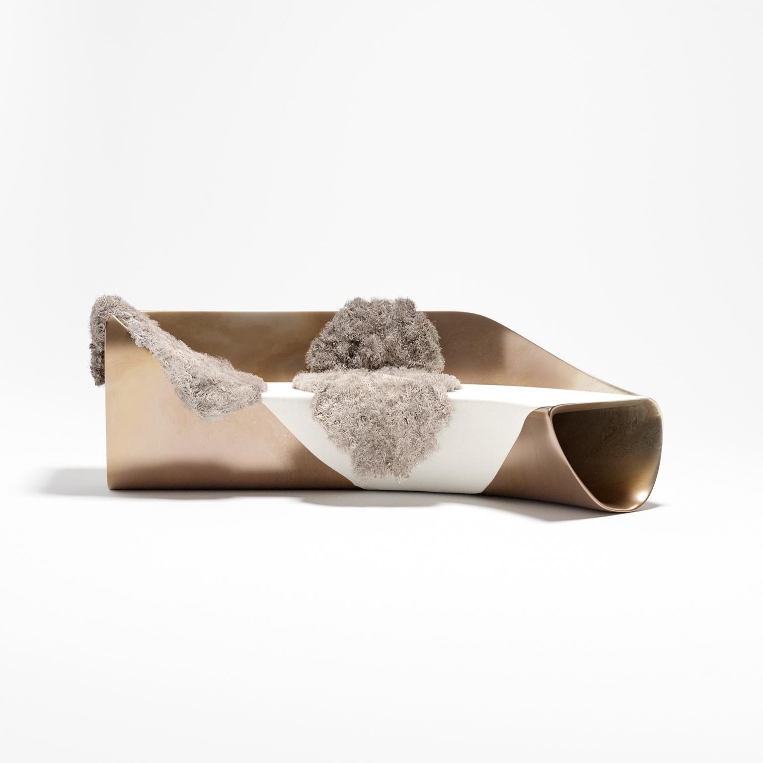 The name is French for H O L L O W. Developed during the autumn of 2019, true to her name, the defining character of this design is its absentee interior. The seating and reclining surfaces of the design descend into the hollow, creating a hidden