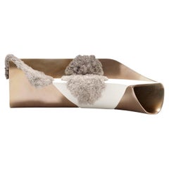Creux Reclining Cast Bronze Lounge Sofa Bench, Cowhide or Mohair Velvet Lining