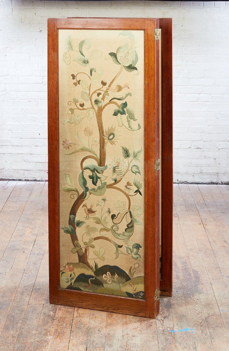 20th Century Crewelwork Screen For Sale