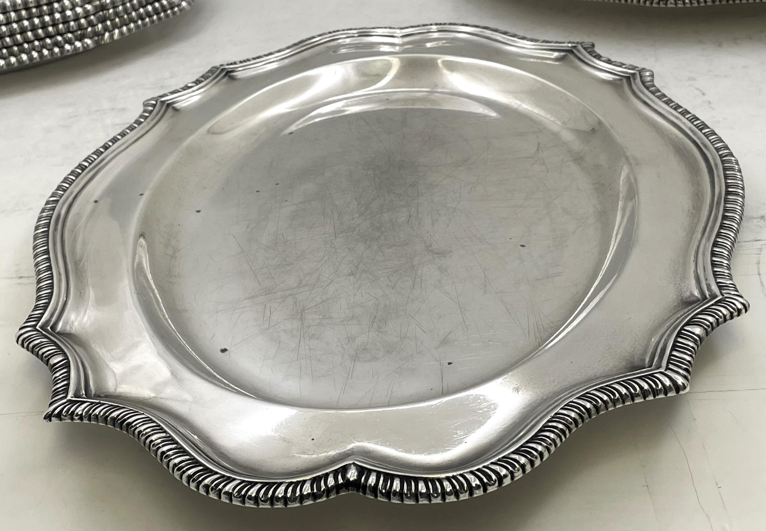 Crichton & Co. Vajilla de Plata de Ley de 14 Piezas Posavasos, Platos, Cargadores 10