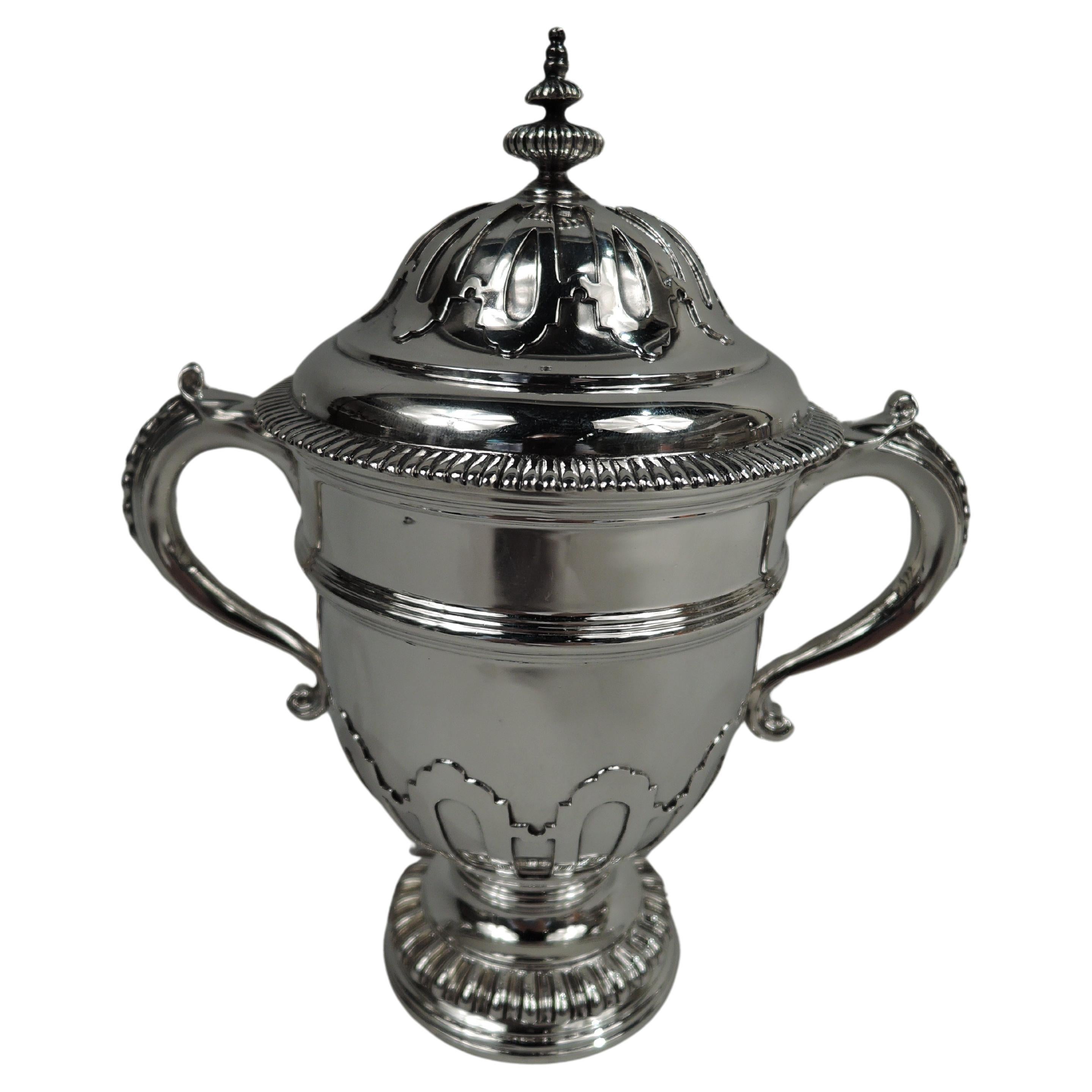 Crichton English Neoclassical Britannia Silver Covered Urn, 1930 For Sale