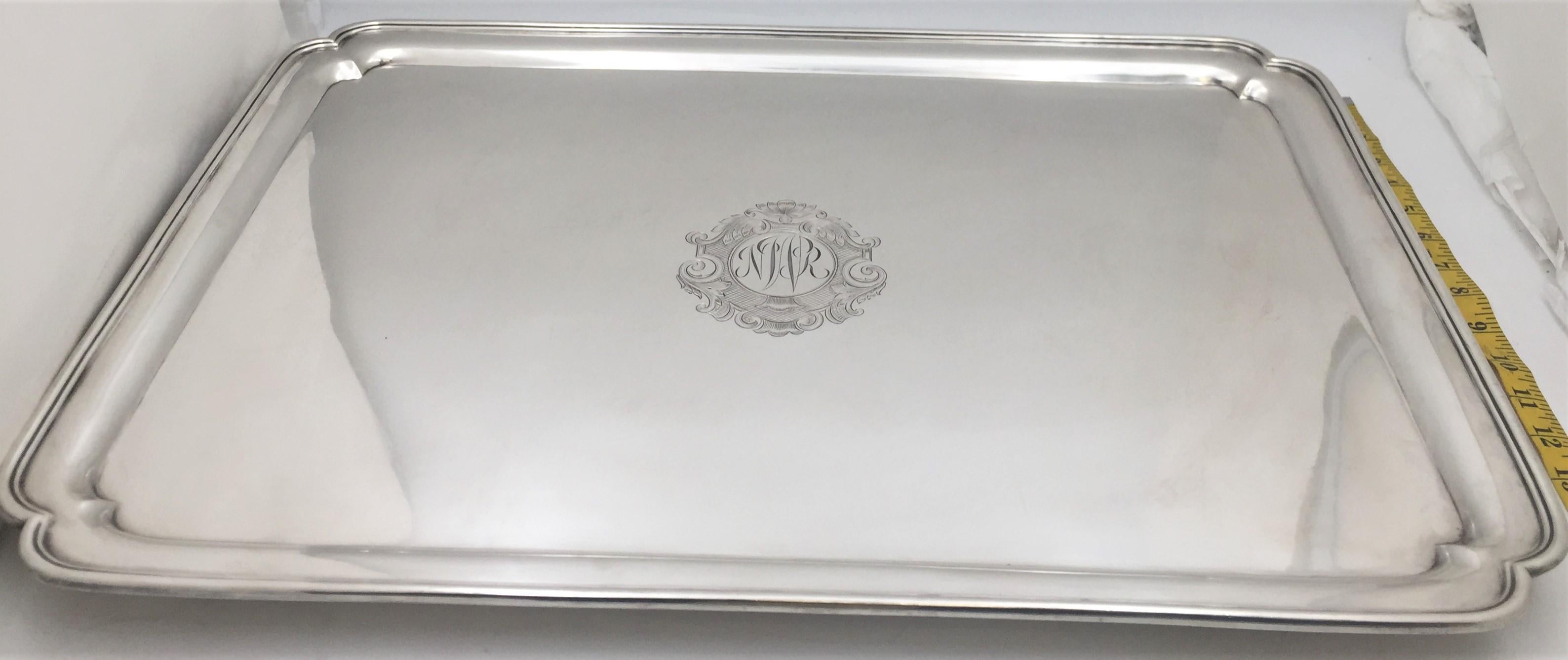 Crichton English Sterling Silver Massive Tray Platter from 1927 Art Deco In Good Condition In New York, NY