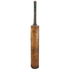 Antique Cricket Bat with Silver Plaque