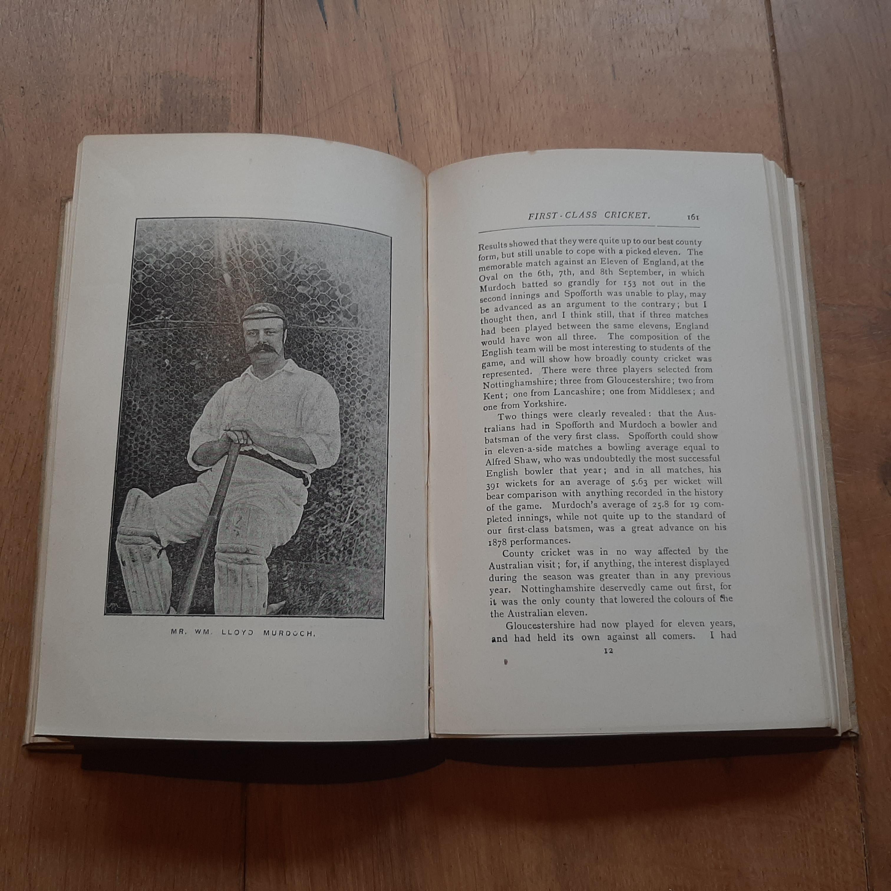 'Cricket' by W.G. Grace. Bristol/ London, J.W. Arrowsmith etc., 1891, VIII,489p., woodengr. frontisp., ills., orig. cl.