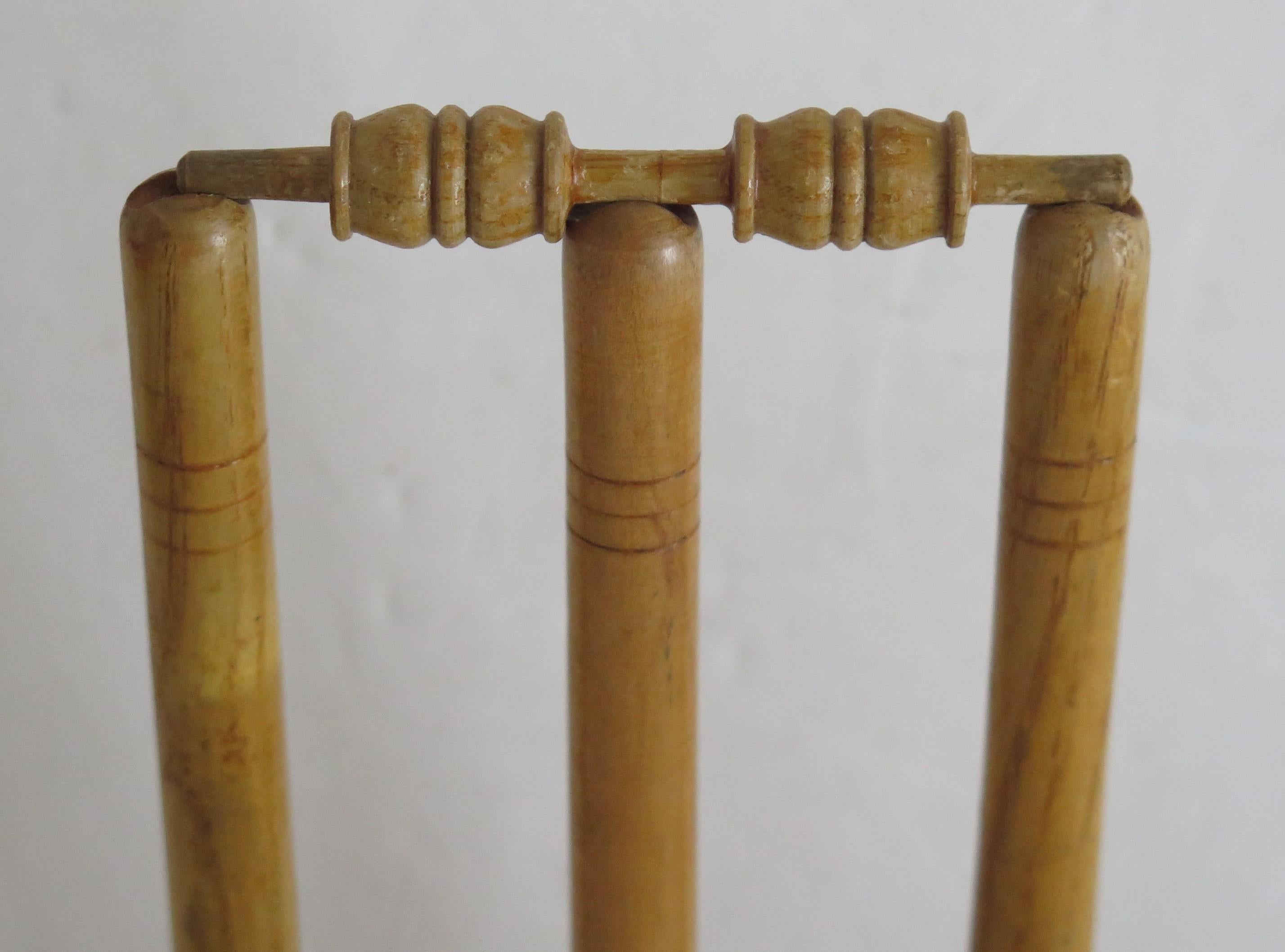 Indoor Cricket Game Hand Made Wood Set of 18 Pieces, circa 1900 For Sale 3
