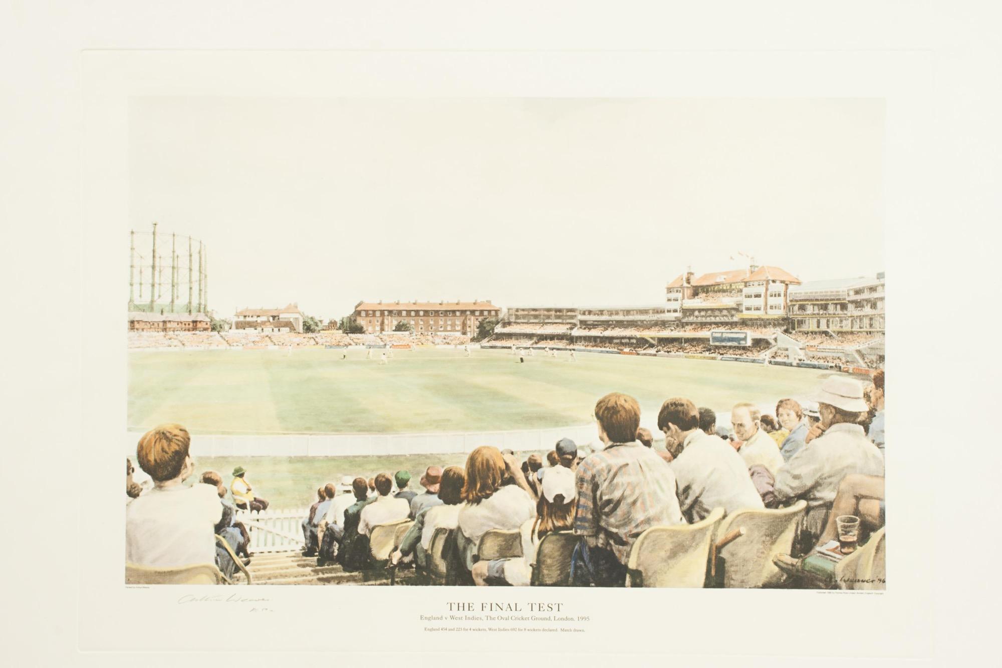 Cricket-Druck, England V. Westindische Inseln im Oval, von Arthur Weaver (Jagdkunst) im Angebot